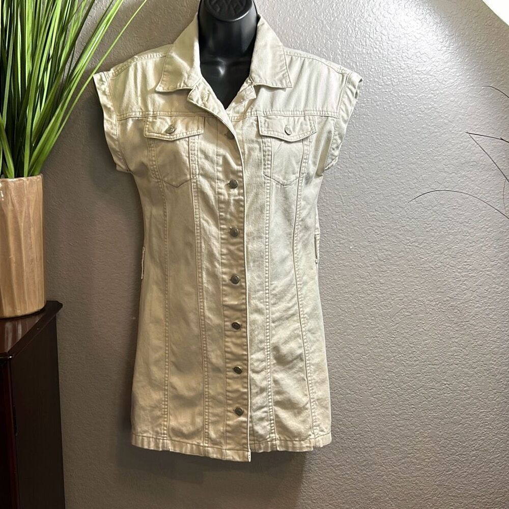 #308* Jessica Simpson cream, denim dress Size XS